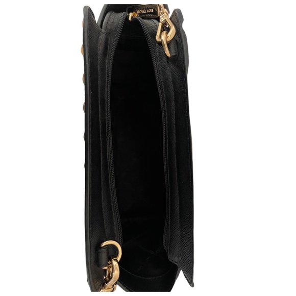 Michael Kors Selma black gold studded leather crossbody bag USED LIGHTLY - Picture 5 of 7